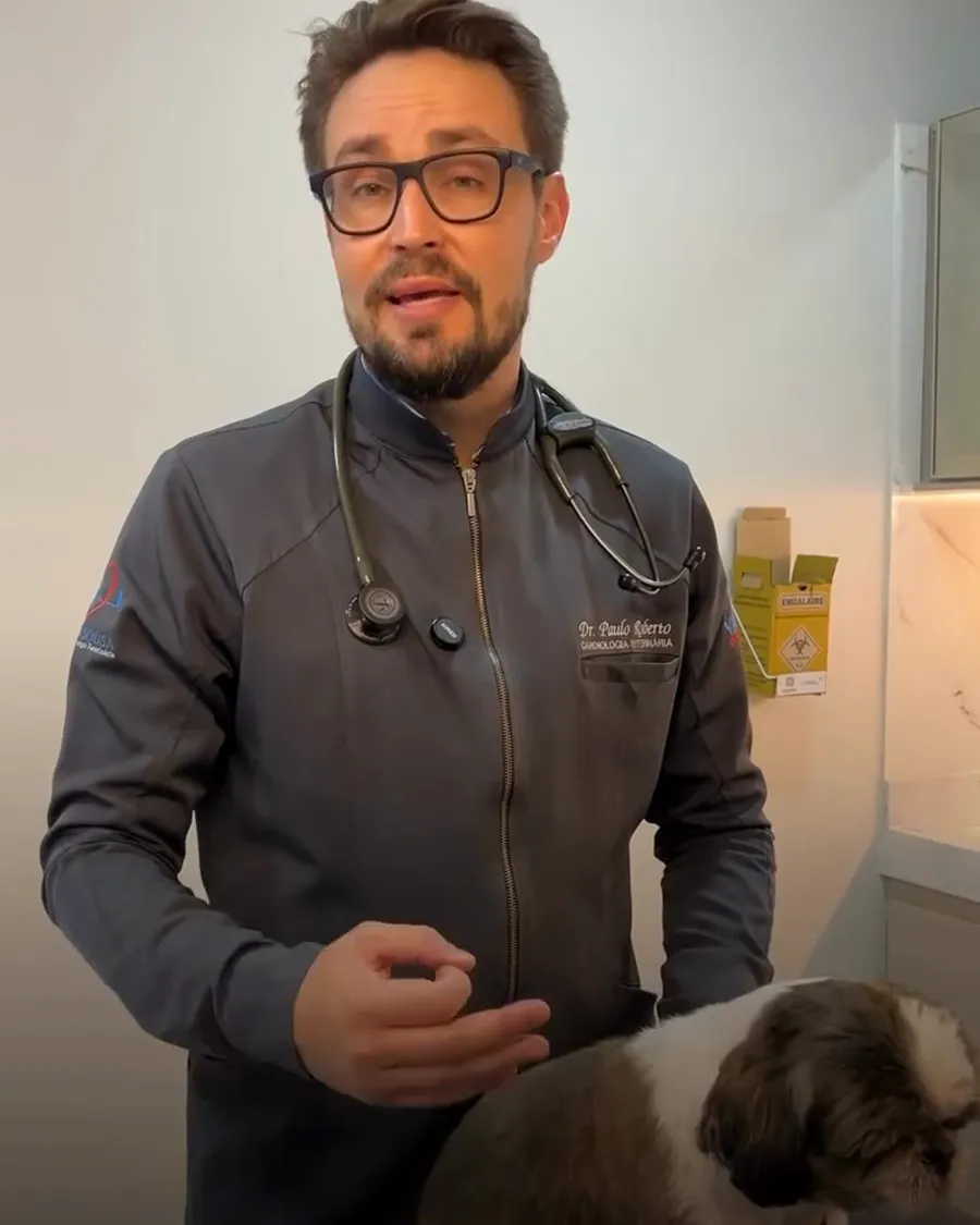 Dr. Paulo Roberto de Sousa atendendo um cão na VitaeCor